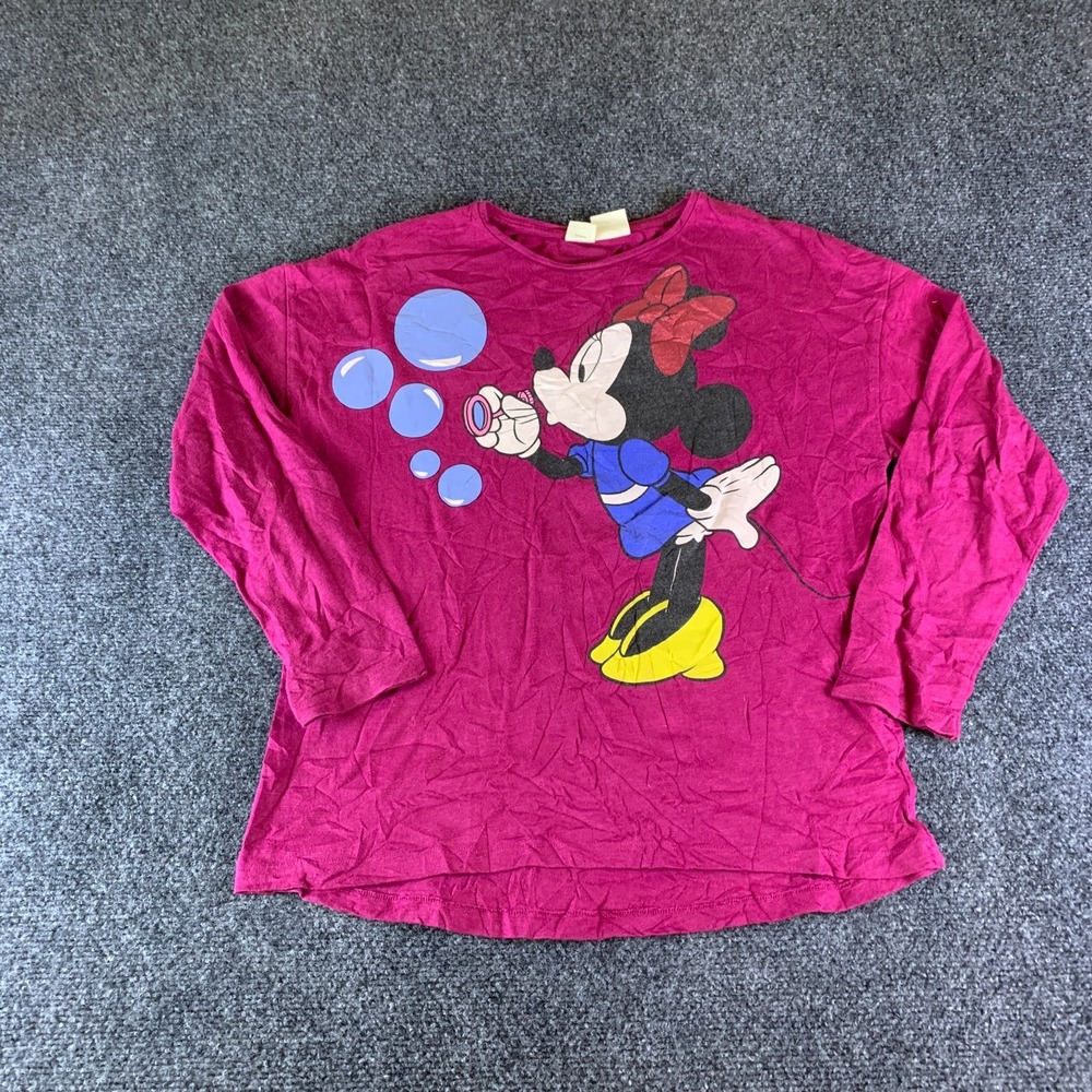 Zara Disney Shirt Girls 11/12 Dark Pink Good Minnie Mouse Long Sleeve Graphic